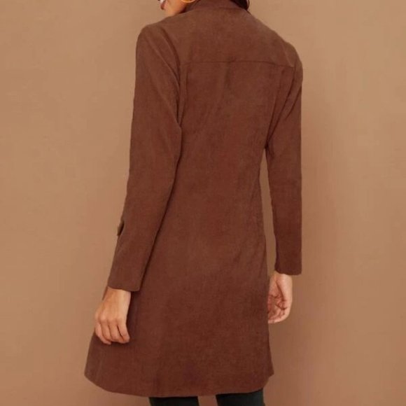 Button closure fall jacket coat casual contemporary brown - Picture 3 of 6